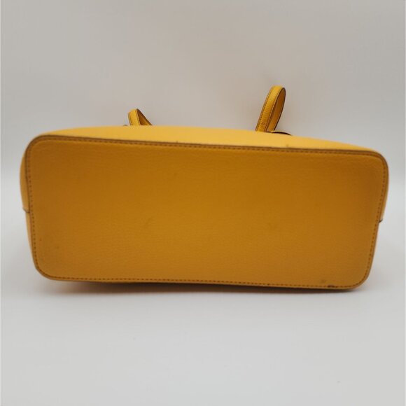 Anne Klein Faux Leather Mustard Yellow Tote Bag With Adjustable Straps & Zip Clo - Picture 10 of 16